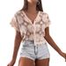 Women's Clothing Women's Short Knitted Hollow Embroidery Top Blouse_ecoleips.com