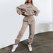 Women's Clothing Letter Print Hooded Sweatshirt Fashion Casual Fleece Trousers Suit_ecoleips.com