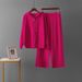 Women's Woolen Zip up Hooded Cardigan Set with Casual Loose Pants Solid Color Knitted Top And Bottoms_ecoleips.com