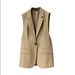 Oversized Blazer Vest For Women – Trendy Sleeveless Waistcoat With Notch Lapel (Black/Khaki, M-3XL)_ecoleips.com