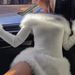 Women's Clothing Solid Color Sexy Backless Off-Shoulder Backless Bodycon Dress – Sexy Long Sleeve & Faux Fur Trim (S-L, White, Elegant & Glamorous)_ecoleips.com