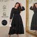 Plus-Size Long Sleeve Lace Dress – Knee-Length, Slimming & Elegant For Fall_ecoleips.com