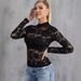 Spring 2026 Fashionable Versatile Lace Long Sleeve T-Shirt With Hollow Design For A Slimming Look_ecoleips.com
