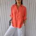 Women's Clothing Cotton And Linen Back Tie Design Shirt_ecoleips.com
