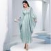 BA5168 Four-Season Commuting Batwing Dress Chiffon Beaded Muslim Elegant Robe_ecoleips.com