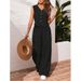 Women's Clothing Summer Casual Commuting Front Button Vest And Trousers Set V Neck Vest_ecoleips.com