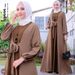 Women's Clothing Color Matching Lace Up Pullover Long Sleeved Long Skirt_ecoleips.com