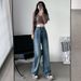 Women's Slim Wide-Leg Jeans, New Spring/Summer Style, Loose Casual High-Waisted, Draped, Versatile, Slimming,_ecoleips.com