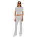 Audday 2025 Autumn And Winter New Solid Color Short Sleeve Women's Fashion Long Pants Two-Piece Set_ecoleips.com