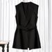 Women's Clothing Suit Vest Slim Belt Sleeveless Vest Spring Short Jacket Women's Outer Wear Slim_ecoleips.com