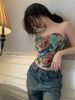 Tmall Douyin High-Quality Floral Print Tube Summer Backless Oil Painting Vintage Slim-Fit Short Top For Outerwear_ecoleips.com