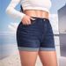 Denim Shorts For Women - High Stretch Vintage Washed Jeans Shorts With Roll-Up Hem, Mid Waist Comfort Fit, Summer Casual Streetwear_ecoleips.com