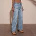 Aria Basics 2025 Spring High-Waisted Women's Jeans Slimming Wide-Leg Retro Style Straight-Leg Pants Distressed_ecoleips.com