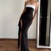 AD254 Summer Fashionable And Sexy Color-Block Off-Shoulder Slim-Fit High-Slit Dress_ecoleips.com