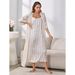 Aria Basics European American Cross-Border Camisole For Women, High-End Ice Silk Three-Quarter Sleeve Robe And Nightdress Two-Piece_ecoleips.com