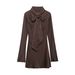Women's Clothing Women's European American Style Silk Scarf V Neck Long Sleeve Short Dress Early Spring For Formal & Casual_ecoleips.com