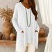 E-Commerce Women's Autumn And Winter Clothing V-Neck Loose Long-Sleeved T-Shirt Top Large Size Fashion_ecoleips.com