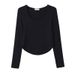 2025 Modal Cotton U-Neck T-Shirt Women's Long Sleeved 2025 Autumn Winter New Item, Tight And Sexy, Pure Desire Style, Inner_ecoleips.com