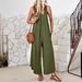 "Women's Sleeveless V-Neck Wide Leg Jumpsuit With Pockets - Summer Casual Romper For European & American Style"_ecoleips.com
