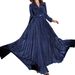 Women's v-neck long sleeves elegant evening dress prom dress party dress bridesmaid dress_ecoleips.com
