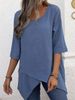 Women's Clothing Women's Cotton Linen Round Neck Irregular Shirt Five Quarter Sleeve Top For Formal & Casual For Women_ecoleips.com