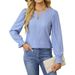 Elegant Autumn/Winter Pure Color Jacquard Round Neck Long-Sleeve Women's Top_ecoleips.com