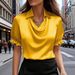 Women's Clothing Elegant Simple Duffle Collar Shirt Top For Women Short Sleeves Wish New 2026_ecoleips.com