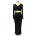 Women's Clothing American Fashion Set Long Sleeve Solid Color Knitted Skirt & T-Shirt Two-Piece Outfit Autumn Winter_ecoleips.com
