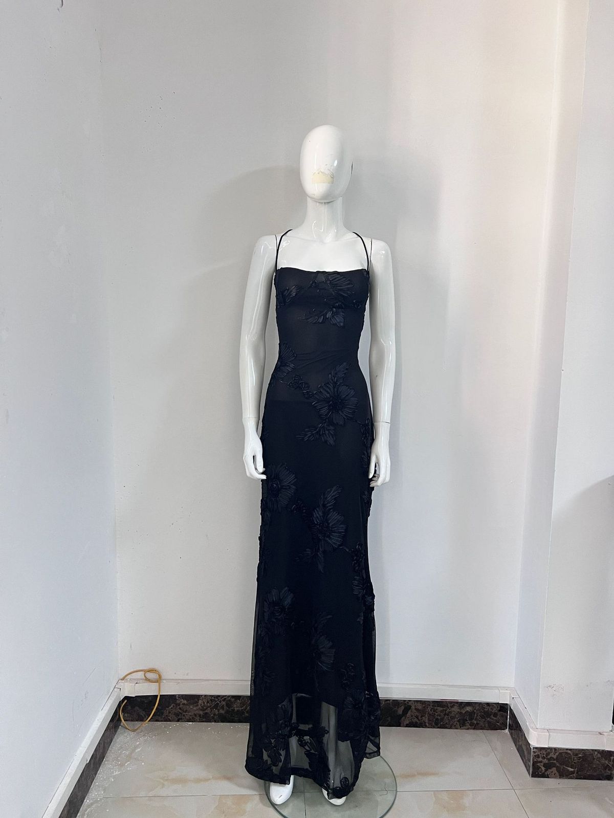 Elegant Halter Floral Embellished Evening Gown French Style Backless Solid Color Long Dress For High-End Banquets_ecoleips.com