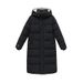 Women's Long Puffer Coat With Hood - Thickened Polyester-Filled Winter Jacket, Slim Fit, Knee-Length, Stylish & Warm (White/Black, M/L/Xl/2xl)_ecoleips.com