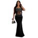 Women's Clothing Suspenders Solid Color Straight Tribute Stitching Polyester Mesh Hot Diamond Evening Dress Hip Dress Female_ecoleips.com
