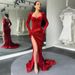 Women's Clothing Fashion Autumn And Winter New Style Temperament Slim Sexy Busty High Waist Gloves Velvet Dress Dress_ecoleips.com