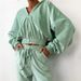 Women's Clothing Solid Color Cardigan Hooded Pants Women's Leisure Fashion Long Sleeve Sweater Set_ecoleips.com