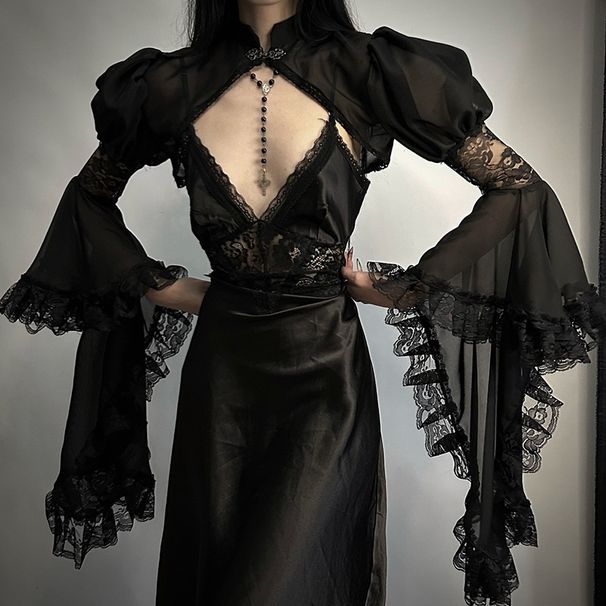 Subculture Women's Dark Style Chiffon Cover up CF25156 Comfortable Versatile Outerwear Summer New Arrival Chinese Style Top_ecoleips.com