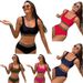 Women's Clothing Sexy Solid Color Vest Leopard Print Bikini Two-Piece Swimsuit Fashionable Regular Fit Polyester_ecoleips.com