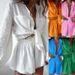 Spring Women's Casual Suit European American Style Tie Waist Puff Sleeve Top And Shorts Set Stylish Clothing for Women_ecoleips.com