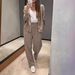 Women's Minimalist V-Neck Knit Set, Comfort-Fit Cardigan With High-Waisted Lounge Pants, Casual Two-Piece Outfit_ecoleips.com