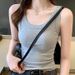 Women's Ribbed Tank Top - Anti-Slip, Side Coverage, Slim Fit, Stretchy & Versatile For All Seasons (White/Grey/Black)_ecoleips.com