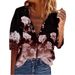 2024 Autumn New Seven-quarter Sleeve Lapel Print Temperament Short-sleeved Women's Shirt Base T-shirt_ecoleips.com