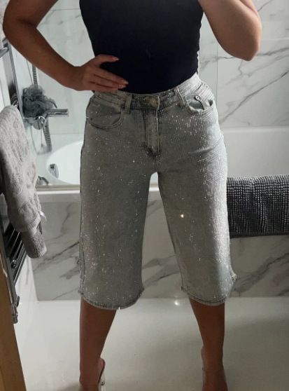 Bling High-Waisted Wide-Leg Jeans Rhinestone Belt Distressed Hem Streetwear Chic 95% Cotton Stretch S-XXL Women's Denim_ecoleips.com