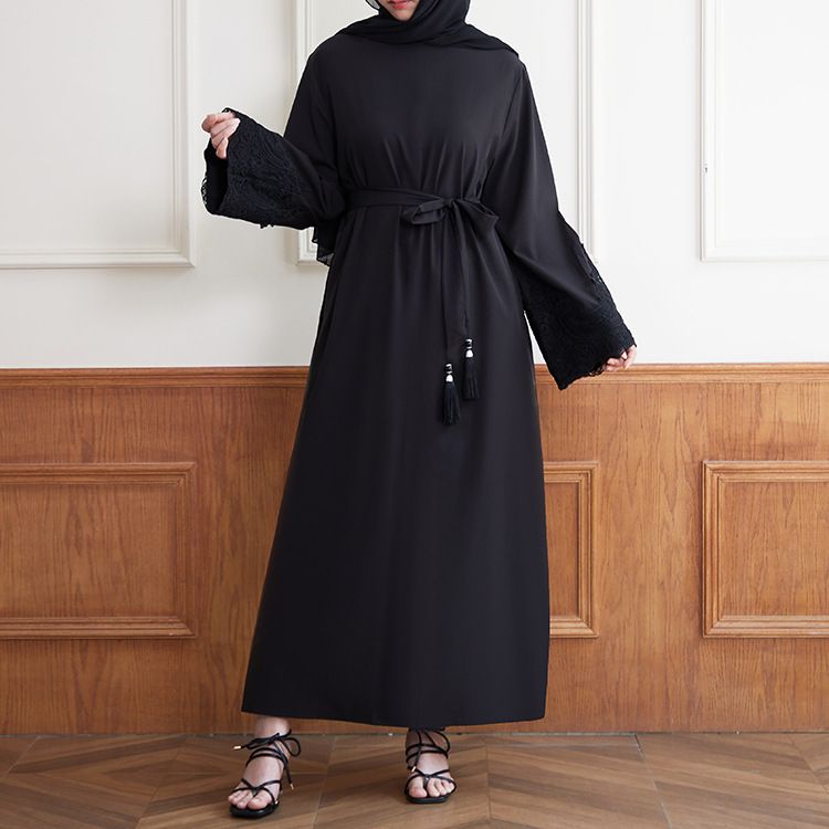 Verve New 2025 Spring Muslim Women's Embroidered Sequin Cuff Robe_ecoleips.com