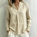 Stand Collar V Neck Long Sleeve Slimming Shirt Loose Fit Women's Top Bestseller_ecoleips.com
