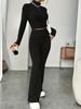 Women's Clothing Spring New Knitted Long Sleeved Suit Hooded Sweater Loose Trousers Two Piece Suit_ecoleips.com