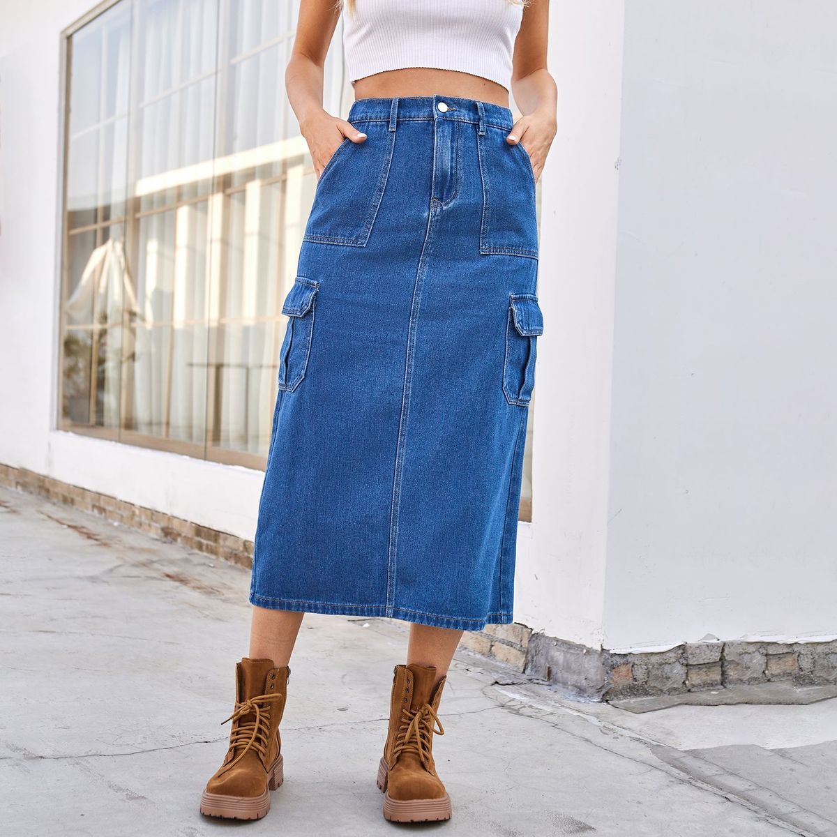 Verve Summer New Washed Denim Work Skirt For Women_ecoleips.com