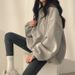 100% Women's High-end Zip-up Hooded Fleece Sweatshirt, Solid Color, Winter Style, Spring And Autumn Thin Loose Fit_ecoleips.com