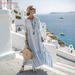 Kaftan Long Dress for Women Cross Border Digital Print Collar Three Quarter Sleeve Long Patch Pocket Style_ecoleips.com