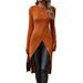 Voya Women's Versatile Commuting Style T-shirt For Spring And Summer, Round Neck And Extended Length, Hip Covering Top_ecoleips.com
