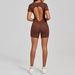 K Three Dimensional Splicing Sports One-piece Yoga Suit, Tight Fitting Short Sleeved Backless Jumpsuit, Fitness Suit_ecoleips.com