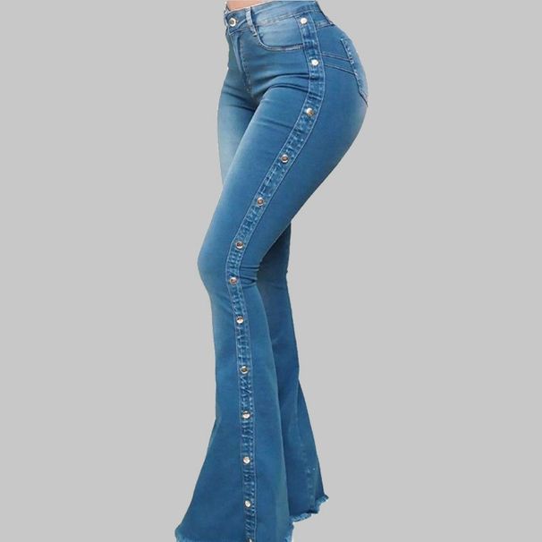 Women's Clothing High Waist Elastic Mopping Flared Jeans Women's Long_ecoleips.com