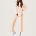 Women's Solid Color Casual Suit round Neck Long Sleeve Wide Leg Pants Spring Autumn Sports Home Wear European American Style_ecoleips.com